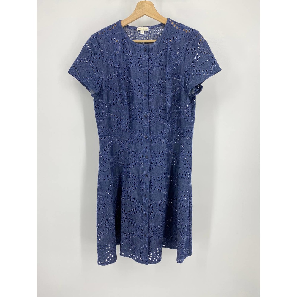 Shoshanna Chambray Embroidered Eyelet Button dress - Picture 2 of 6